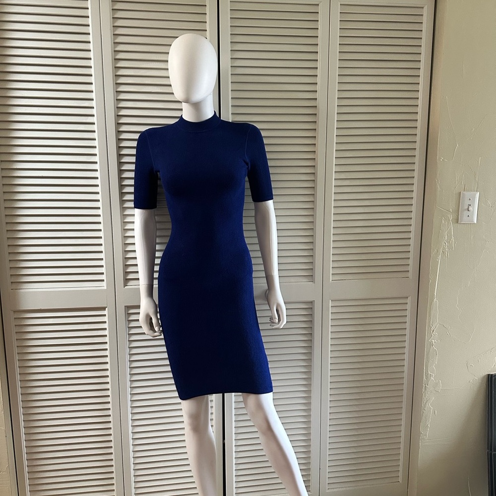 T by Alexander Wang Blue Knit Bodycon dress